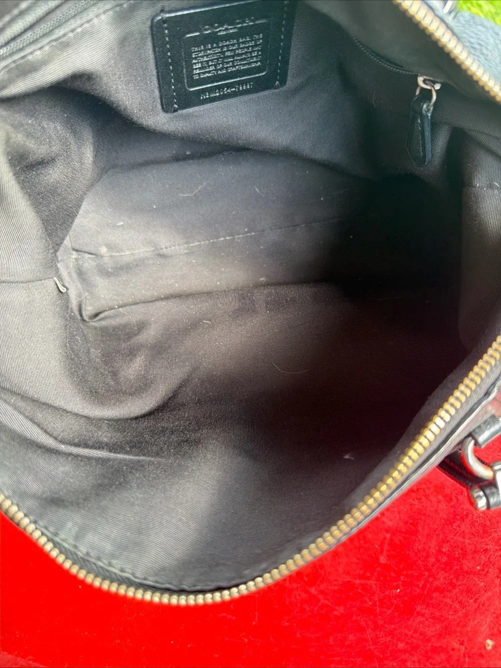 Coach Black Pebbled Leather Tote with Gold-Tone Logo